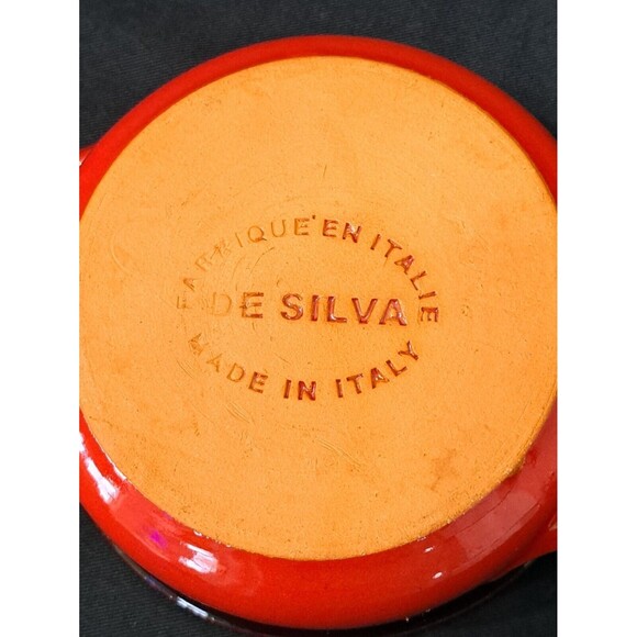 De Silva Pottery Terra Cotta Red Soup Bowl Double Handles Made in Italy - Picture 5 of 5